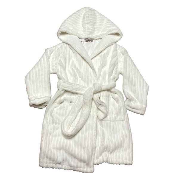 NWT WHITE LONG HOODED ROBE Sz M/L PRETTY ON YOU LONDON LUXERY POCKETS WOMENS - Picture 1 of 6